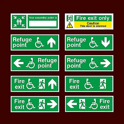 £3.99 • Buy Fire Exit / Refuge Point / Assembly Point / Alarmed - Plastic Sign, Sticker