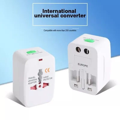 Universal Travel Adapter World Wide Plug Charger UK EU AU US Port 2-Pin To 3-Pin • £6.09