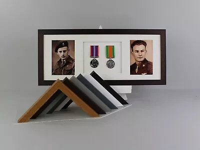 Military Medal Display Frame For Two Medals & Two 6x4  Photographs. 20x50cm(130) • £36