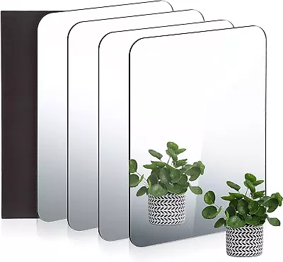 4 Pieces Locker Mirror Acrylic Mirror 5.1 X 7.1 Inch Rounded Corner Unbreakable  • $22.74