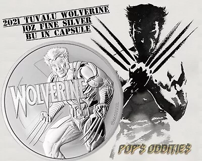 - 2021 - Tuvalu Marvel Series - X-Men Wolverine 1 Oz Silver Coin (In Capsule) • $42.99