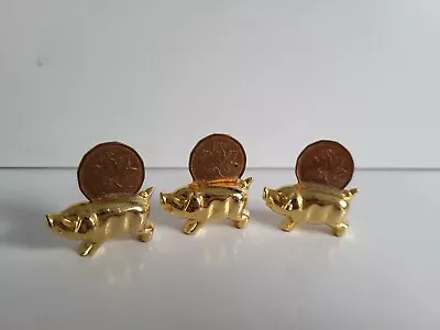 Brass Or Gold Pigs With 1995 Pennies Figurines Vintage  • $5.08