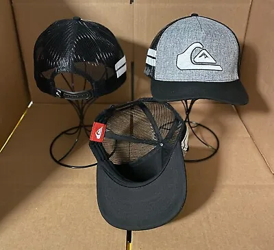 Quiksilver Snapback Hat Surf Skateboard Summer Beach Cap WAVE Black/ Light Grey • $14