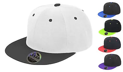 Unisex Bronx Original Flat Peak Snapback Dual Colour Two Tone Baseball Cap Hat • £3.50