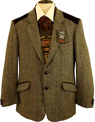 Vintage Harris Tweed Mens 42  Grey Mix Bi-swing Shooting Tweed Jacket • $188.22