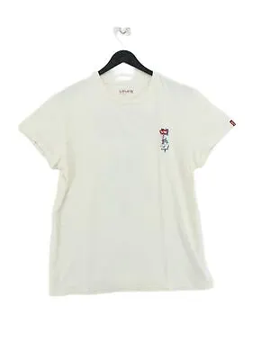 Levi’s Men's T-Shirt XL Cream Graphic 100% Cotton Basic • £9.70