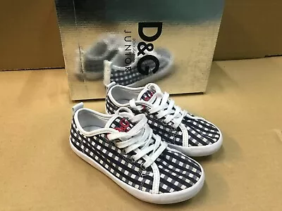 Infant Girl Boy Unisex D&G Junior Navy White Check Pumps Trainers Shoes EU 28 • £35