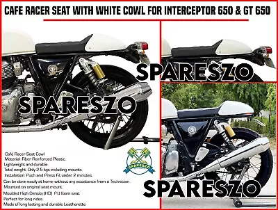  CAFE RACER SEAT WITH WHITE COWL  For Royal Enfield Interceptor 650 & GT 650 • $438.89