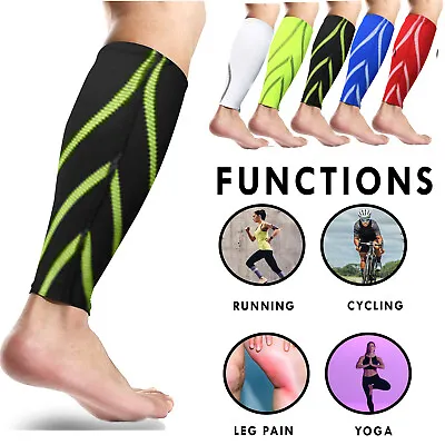 Calf Compression Socks Sleeve Varicose Leg Support Running Knee Pain Relief Shin • £5.41