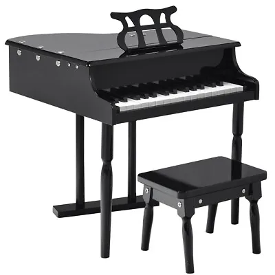 Topbuy 30-Key Kids Grand Piano Mini Music Instrument W/ Wood Bench Black/Pink • $94.99