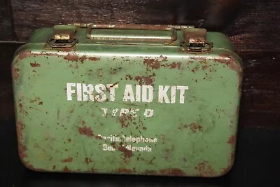 Vintage Pacific Bell Telephone Nevada Metal First Aid Kit Metal Case Aged Green • $28.34