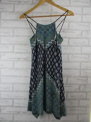 $36 • Buy Tigerlily Womens Shift Dress Blue White Green Print 6 Strappy