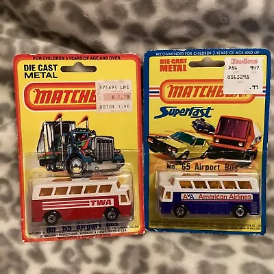 Matchbox SF 65 Airport Coach Blue With American Airlines & TWA Red Coach • $25