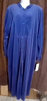 Vintage Damella Sweden Blue Velour Dressing Gown With Shoulder Pads Size XL. • £25