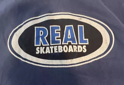 Vintage 90s Real Skateboards Mens L T-shirt LS Logo Skater Navy Blue Y2K Rare • $125