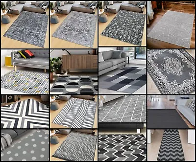 Grey Living Room Rugs Small Large Big Rugs Modern Soft Non Shed Carpet Rug Mats • £39.95