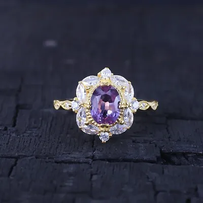 Vintage Amethyst Engagement Ring Art Deco Bridesmaid Jewelry Promise Women Ring • $77