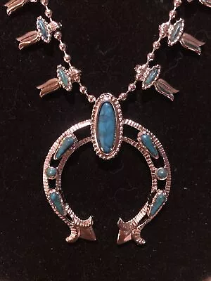 Estate Find Vintage Squash Blossom Necklace Ca 1960's-1970's STAMPED • $189.34