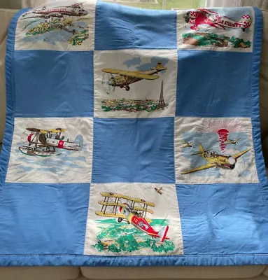 Vintage Hand Made Baby Blanket/Quilt Airplanes • $15