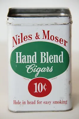 Vintage Retro Niles And Moser Hand Blend 10 Cent Cigars Tin Container 5 Inch USA • $8.99