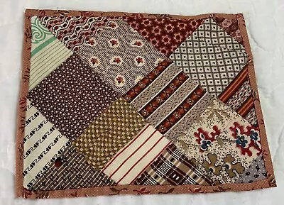 Antique Vintage Patchwork Quilt Table Topper Four Patch Early Calicos Multi • $7.75