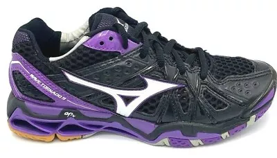 Mizuno Wave Womens Tornado 9 Black And Purple Volleyball Shoes USA Size 6 • $43.37