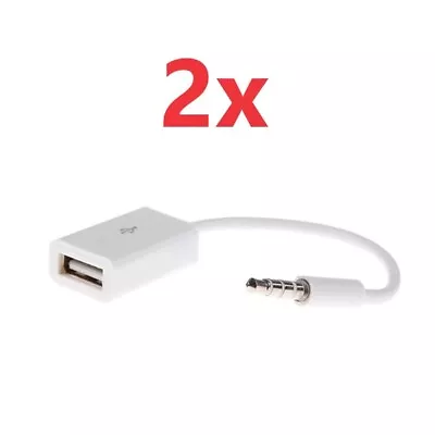 2x 3.5mm AUX Auxiliary Audio Jack To USB Converter Cable White Adapter 3-Ring • $6.45