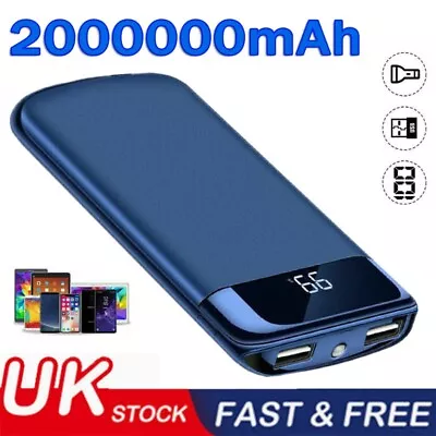 2000000mAh Power Bank 2USB Backup Pack Battery Fast Charger For Mobile Phone • £7.99