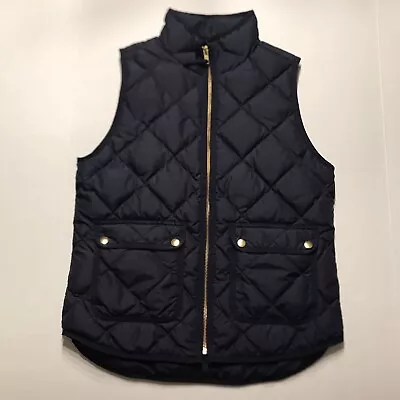 J. Crew Women Excursion Quilted Puffer Vest Navy Blue Down Size Small • $25.99