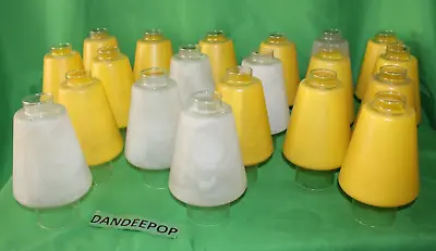 Vintage 20 Piece Frosted Glass Retro Light Covers Shades Domes Yellow And White • $59.99