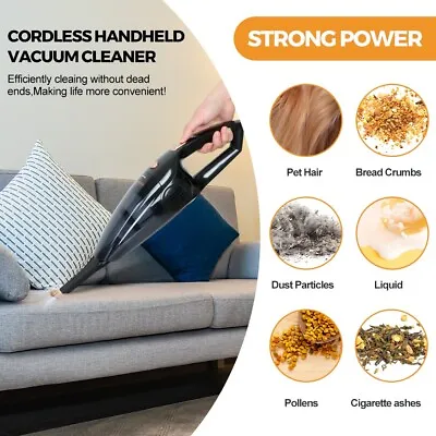 Mini Portable Rechargeable Hand Held Vacuum Cordless Car Hoover Powerful • £9.99