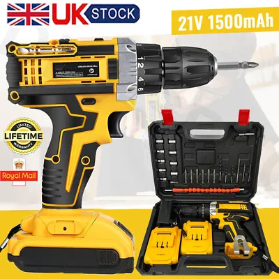 View Details 2 Battery 21V Cordless Drill Combi Driver High Power Electric Screwdriver Set UK • 25.99£