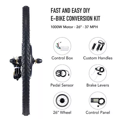 Secondhand Electric Bicycle Conversion Kit 26  Front Wheel 1000W Hub Motor EBike • $159.99