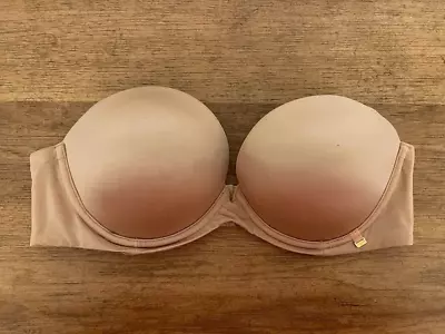 Victoria's Secret Beige Satin 36DD Very Sexy Push Up Add Strapless Multiway Bra • $20.99