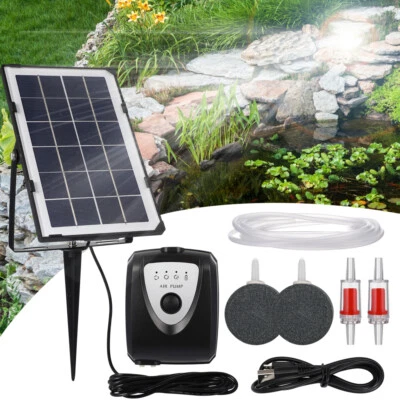 £26.99 • Buy Solar Pond Air Pump - For Garden Koi Carp Outdoor Fish Oxygen With 2 Air Stones