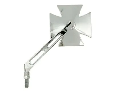 Mirror Iron Cross Left M10 Chrome For Scooter Motorcycle • £30.07
