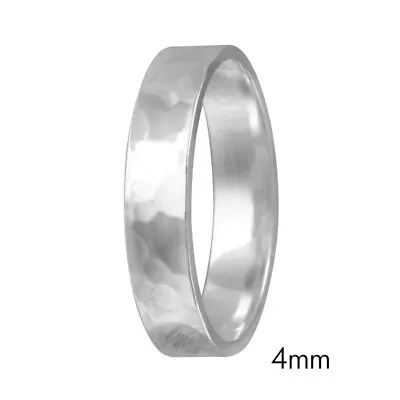 Size 9 Mens Sterling Silver Hammered 4mm Wedding Band 2.7g (wcp014570) • $17.09