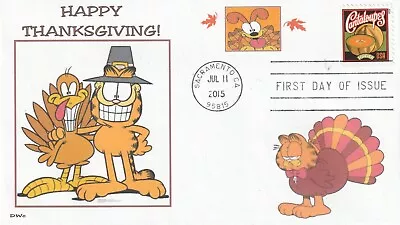 GARFIELD  HAPPY THANKSGIVING  TURKEY  ODIE   FDC- DWc • $5