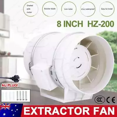 Silent Extractor Fan 8  Inch Duct Hydroponic Inline Exhaust Vent Industrial AU • $61.99