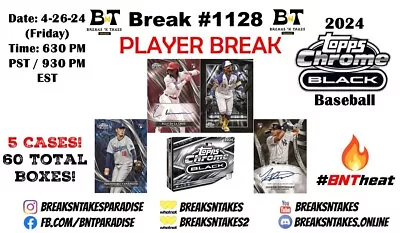 MIKE PIAZZA 2024 Topps Chrome Black Hobby 5 CASE 60 BOX Break #1128 • $2.99