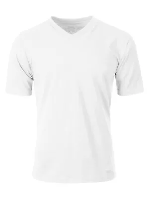 $14.99 • Buy Mens V NECK T Shirts HEAVY Short Sleeve Sports Blank 5XL Solid Color Cotton Tee