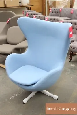 Retro Swivel Wingback Egg Chair In Light Blue Free🚚shipping • £650