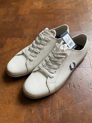 Fred Perry WHITE LEATHER Sneakers Trainers Shoes White UK 9 EU 43 • £47