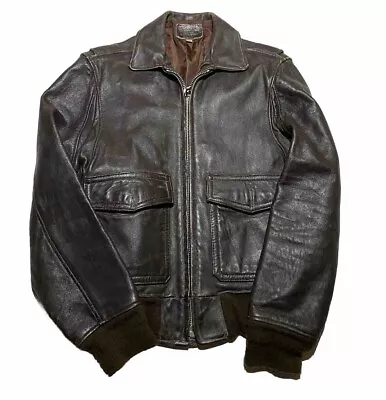 Vintage Men's Leather Bomber A-2 Jacket Brown 38 AJ8 • $70