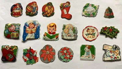 $22.97 • Buy Vintage 60+ Christmas Diecut Seal Lot Stickers Gift Package Decorations NEW