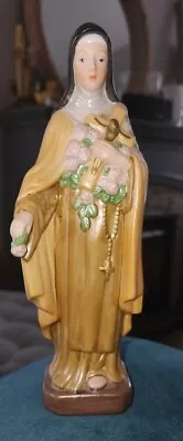 St Therese Of Lisieux Statue | Saint Little Flower Vtg Porcelain Figure 7.5  • $33.99