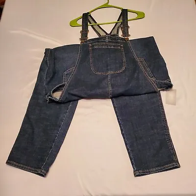 A:Glow Maternity Stretch Denim Bib Blue Work Overalls Womens XL 21.5  Waist • $29.95