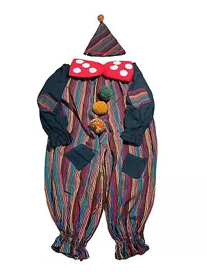 Vintage Handmade Clown Costume Halloween Kids Girls Boys 3 Pc Hat Bow Tie • $24.99