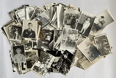 VINTAGE B&W PHOTOS LOT Of 50 Random PHOTOS FAMILY KIDS MEN WOMEN Vintage Photo • $18.95