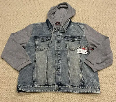 NWT Men’s LR Scoop Blue Hooded Denim Jean Jacket BIG SIZES • $24.99